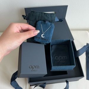 APM Monaco half moon sparkle silver necklace ✨